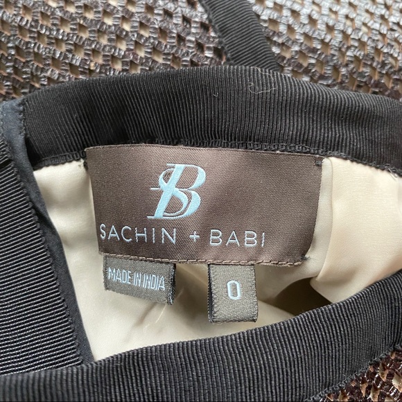Sachin + Babi Laser Cut Crosshatch Leather A Line Skirt Brown Black size 0 - Picture 9 of 10